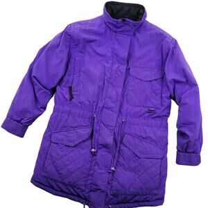 Eddie Bauer Women's Goose Down Jacket Medium Purple Full Zip Parka Coat Outdoors